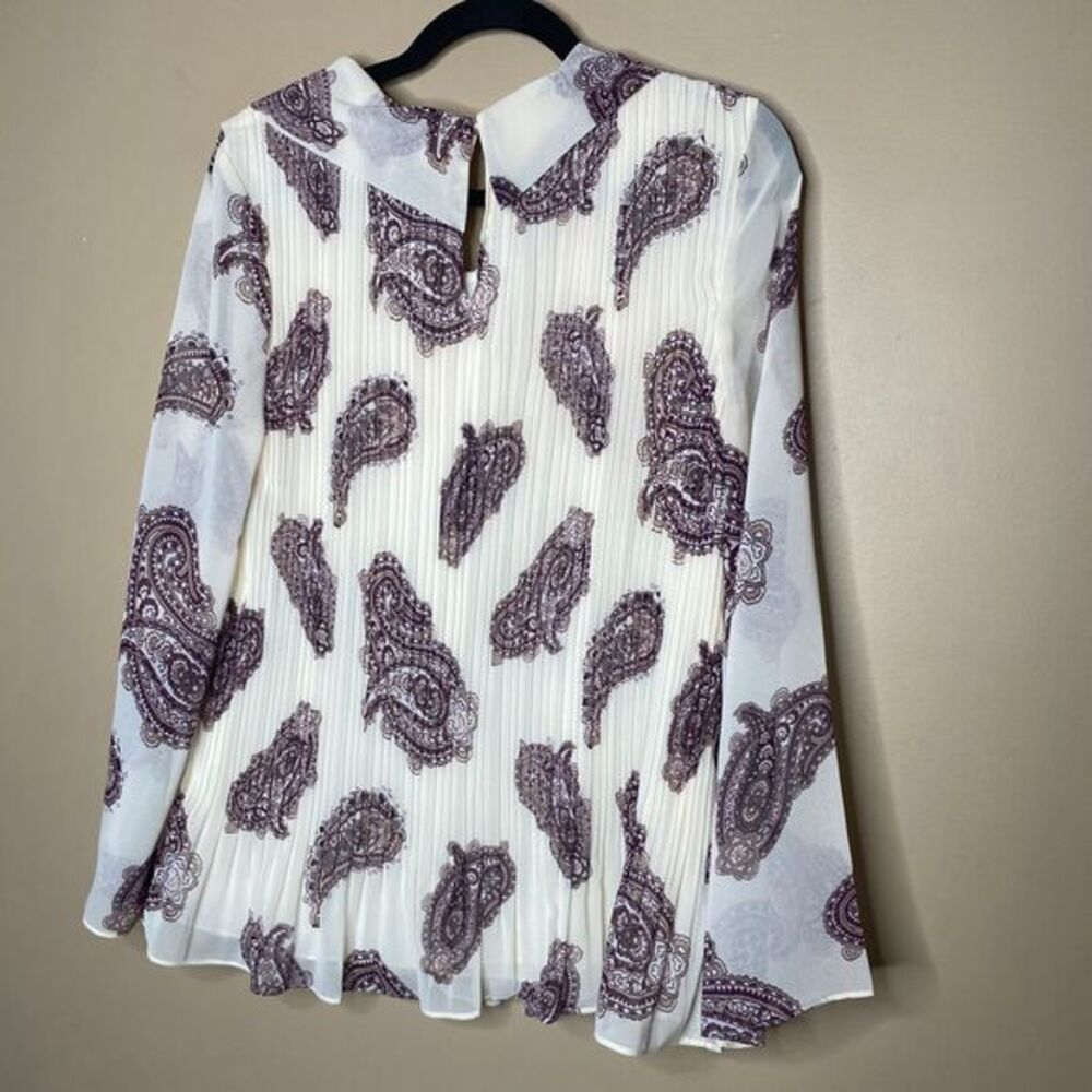 NW $99 CHICO'S Women's Pleated Paisley Popover Long Sheer Sleeve Blouse Sz1 8/10 - Picture 8 of 9